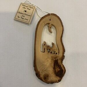 Wilderness Woods Olive Wood Christmas Ornaments From Holy Land  5x2” Mary/Joseph